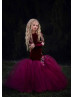 Burgundy Velvet Mermaid Flower Girl Dress